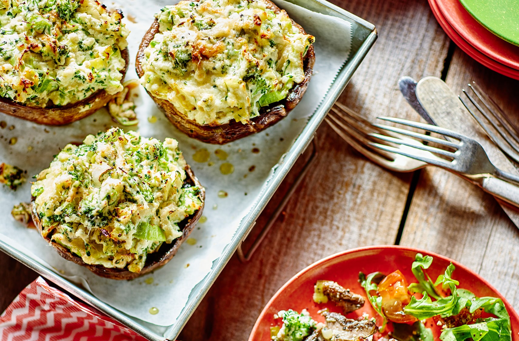 Broccoli Stuffed Portobello Caps