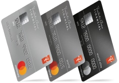Three mastercard cards in a row