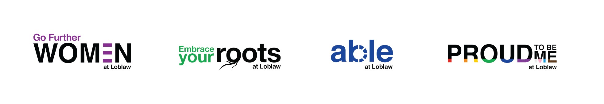 Logos representing the four diversity pillar groups within Loblaw