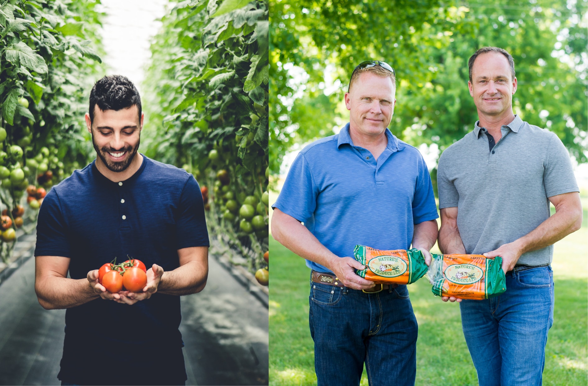 A collage photo of both Dean from Topline Farms and Jason and Dean from Nature’s Finest.