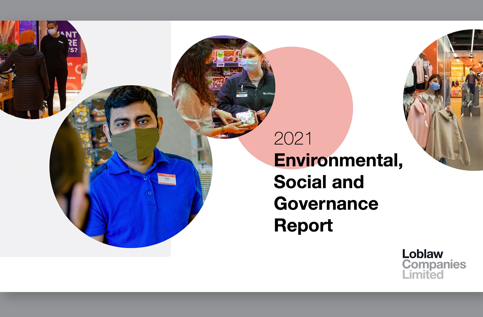 The cover of the ESG report, which is a collection of images of different colleagues in stores.