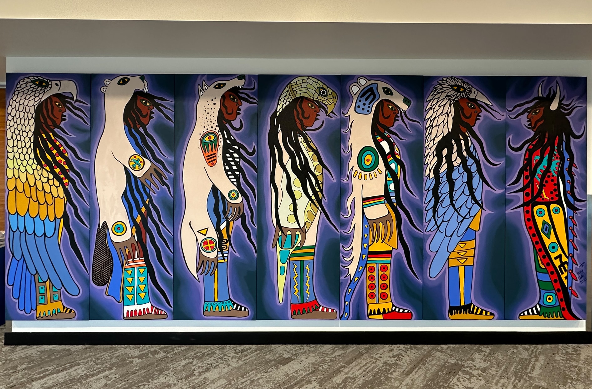 A piece of artwork displayed in our Legacy Space designed by Indigenous artists. 