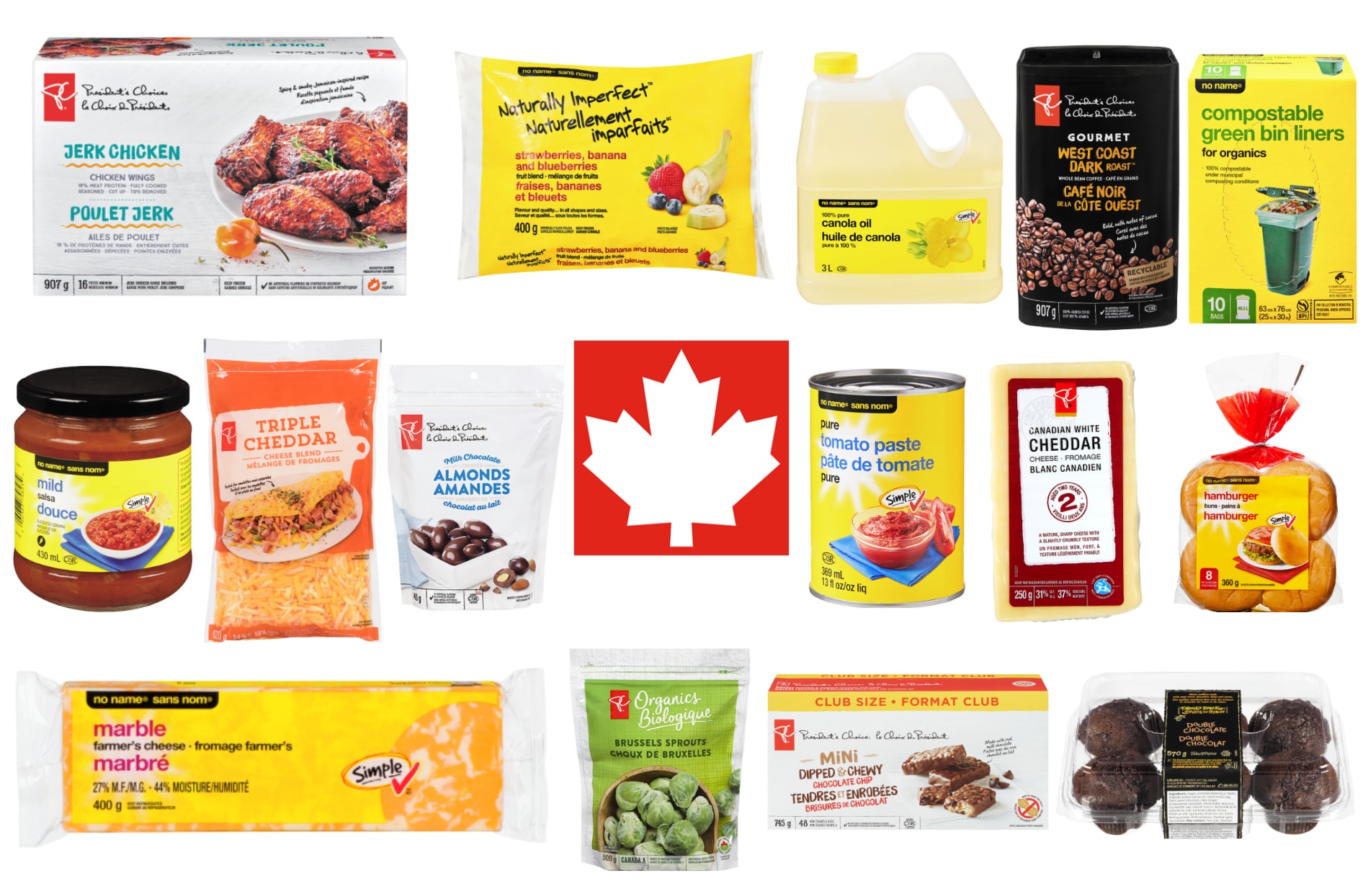 A collage of different Canadian products. 