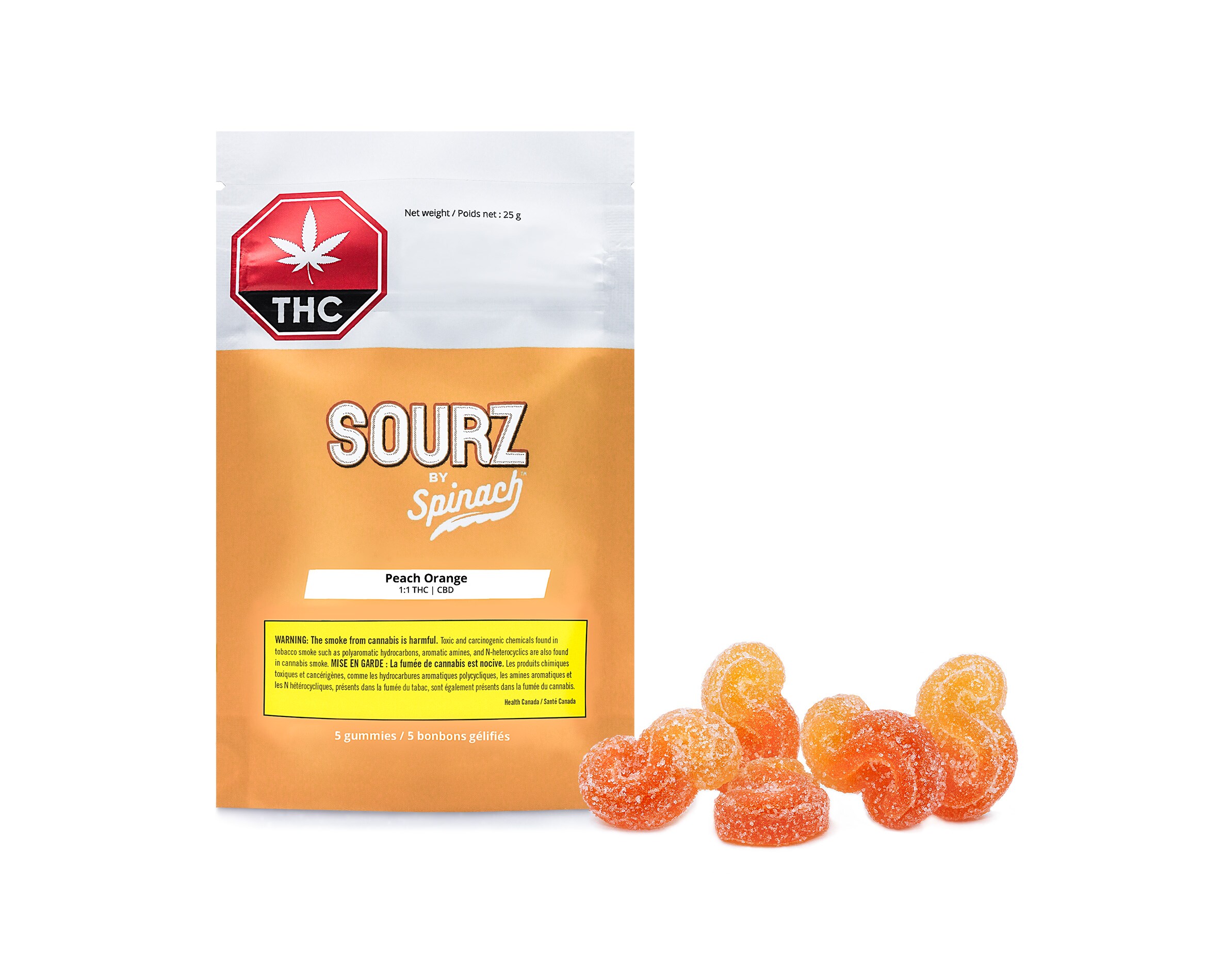 SOURZ by Spinach SOURZ by Spinach Peach Orange Gummies 1:1