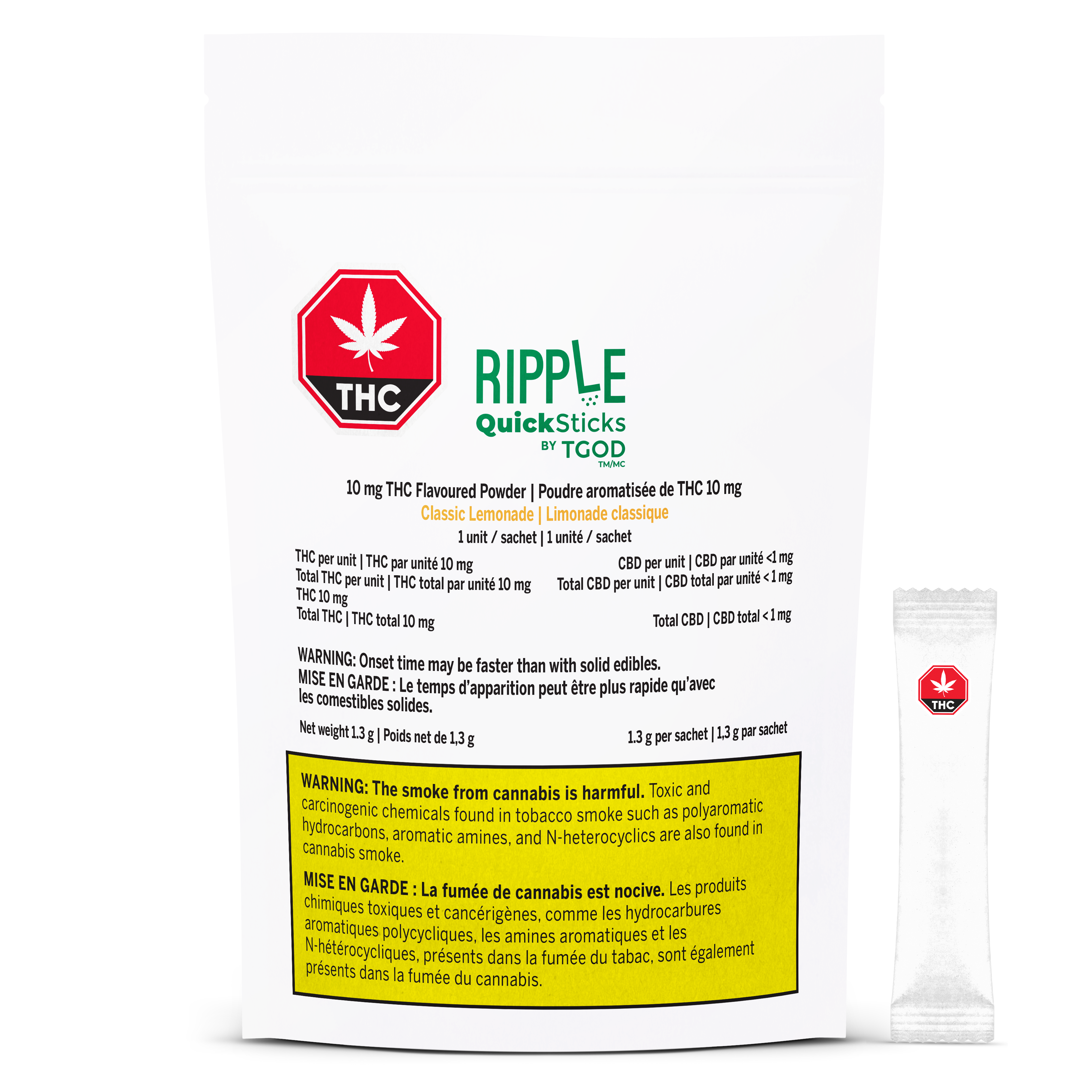 TGOD Ripple QuickSticks by TGOD Classic Lemonade Flavoured Powder