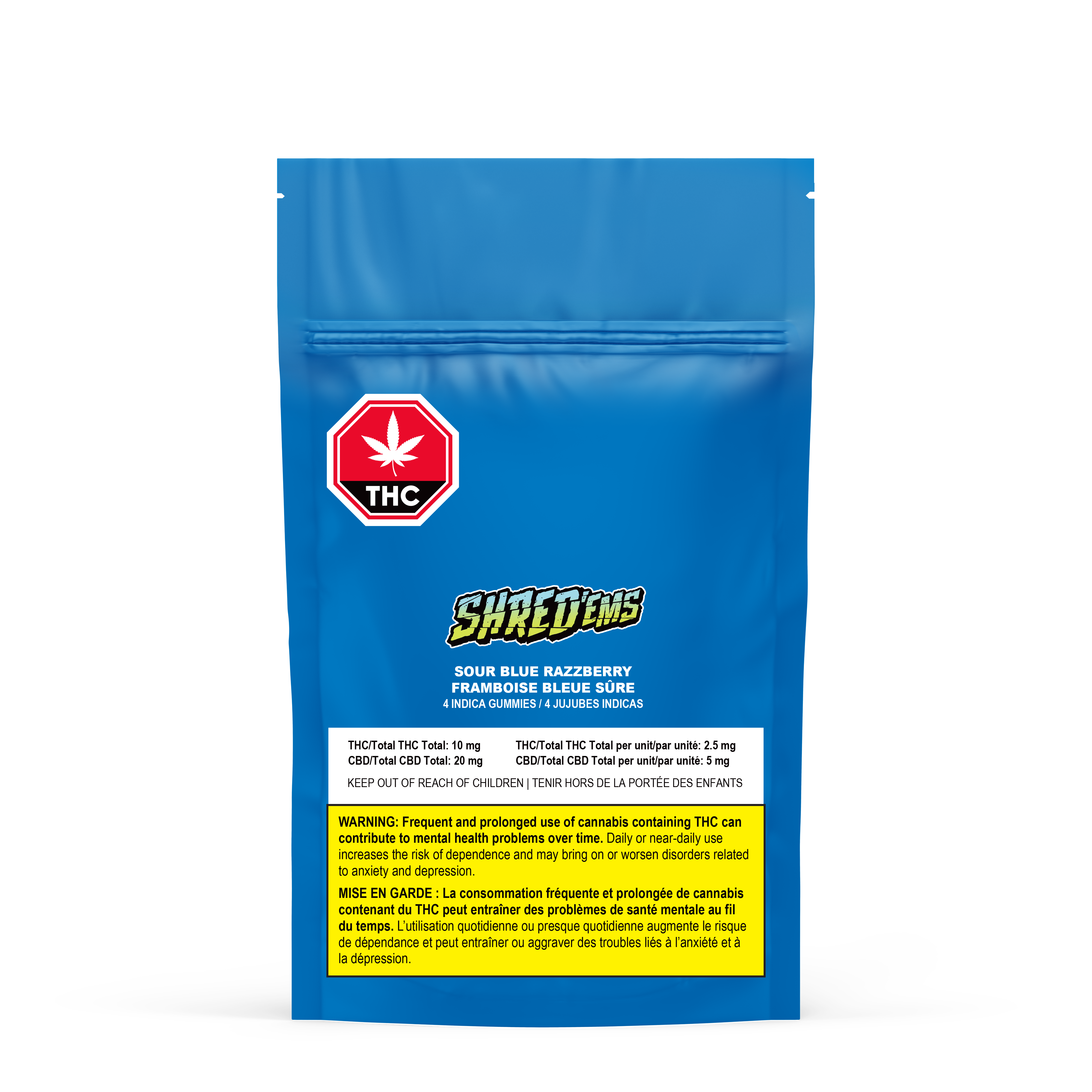 Shred Shred'ems Sour Blue Razzberry Gummies