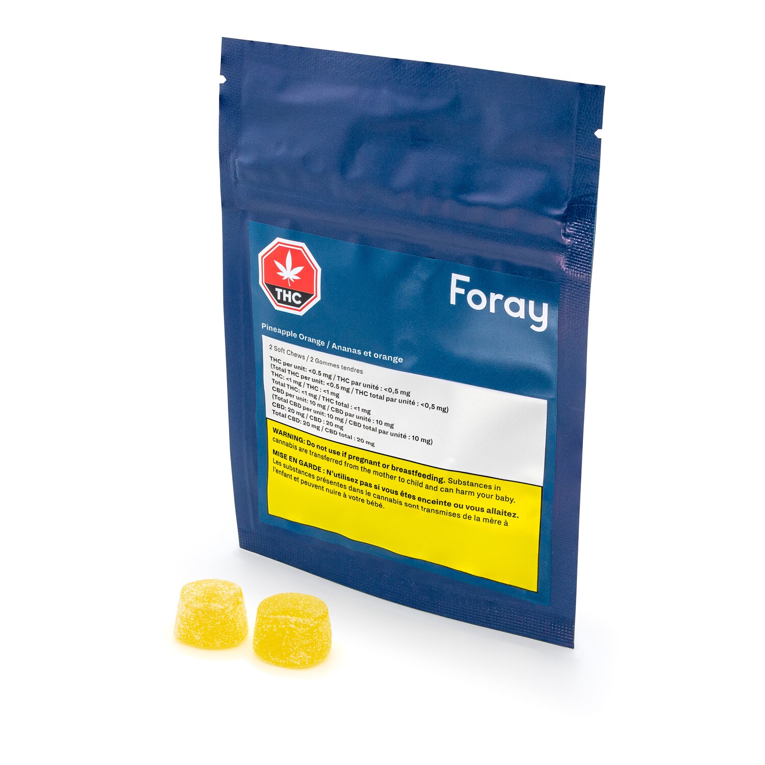 Foray Foray Pineapple Orange 10mg CBD Soft Chews Edibles (2 pieces)