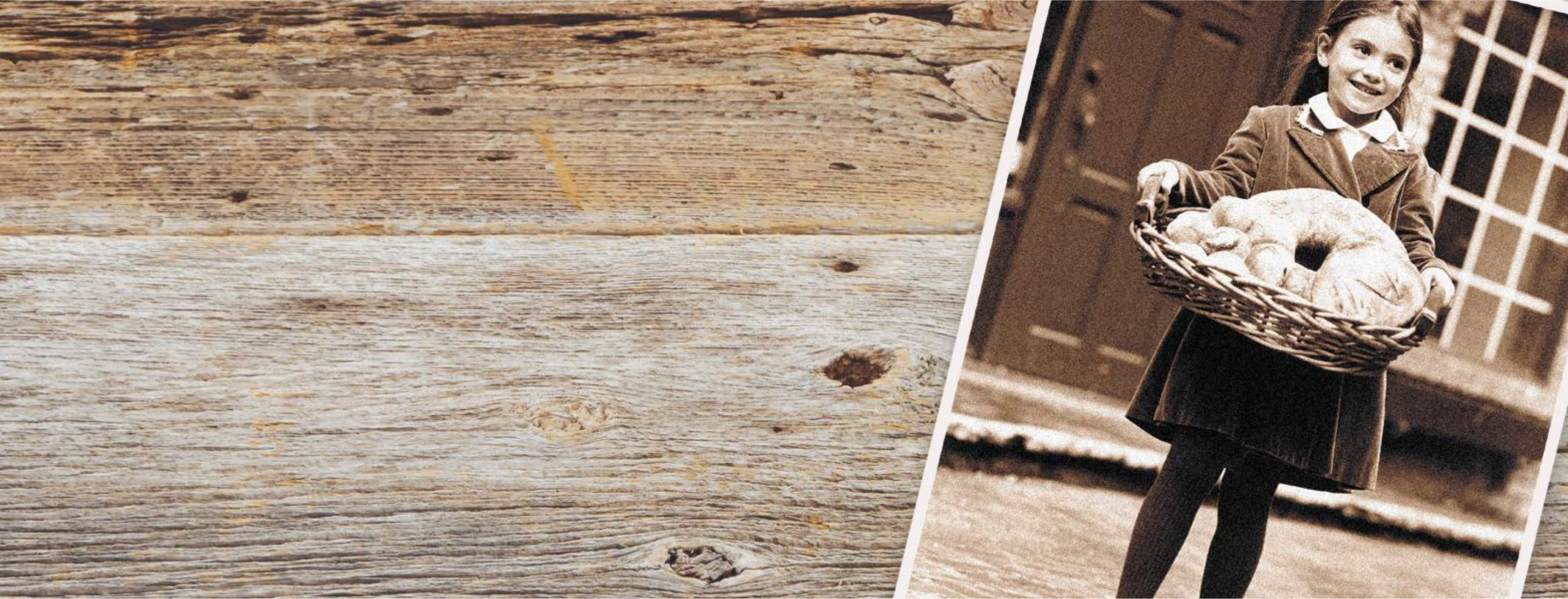 girl holding a wicker basket tray