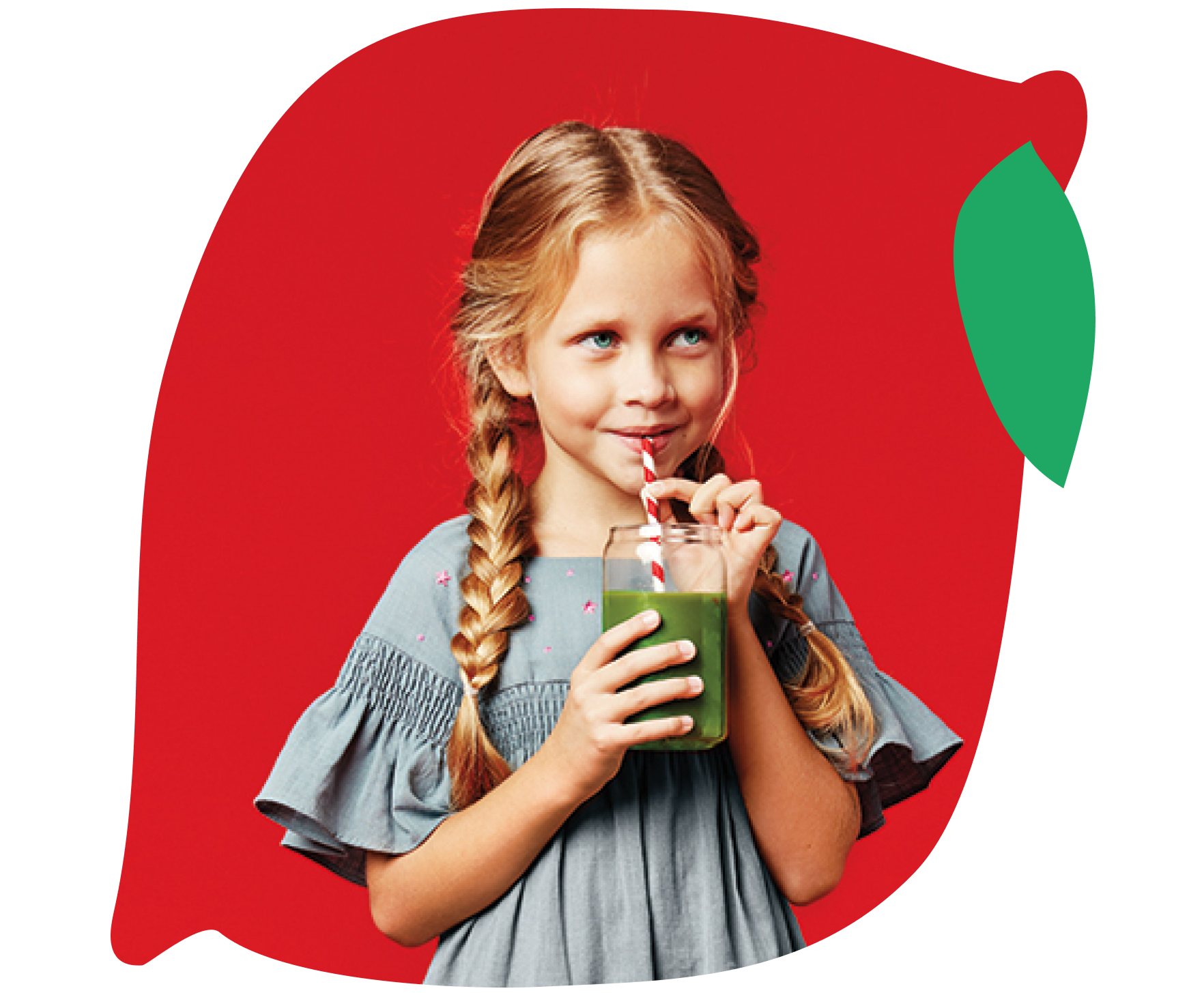 Girl in braids sipping a smoothie