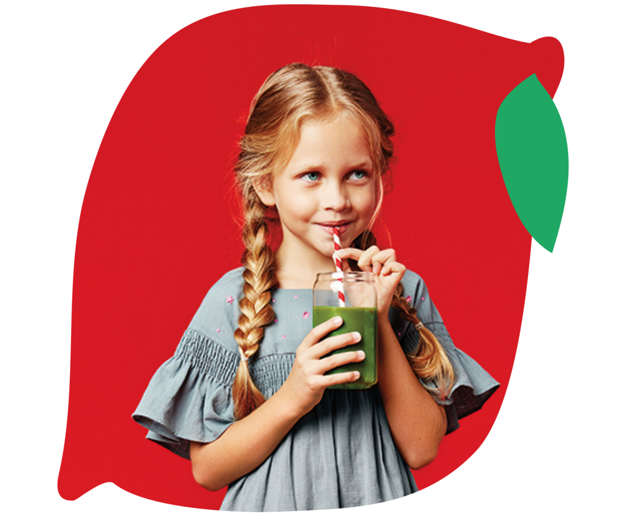 Girl in braids sipping a smoothie