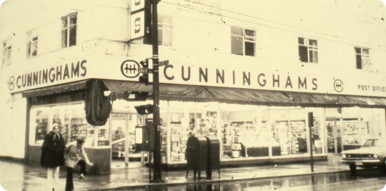 Vintage storefront Cunningham drug store