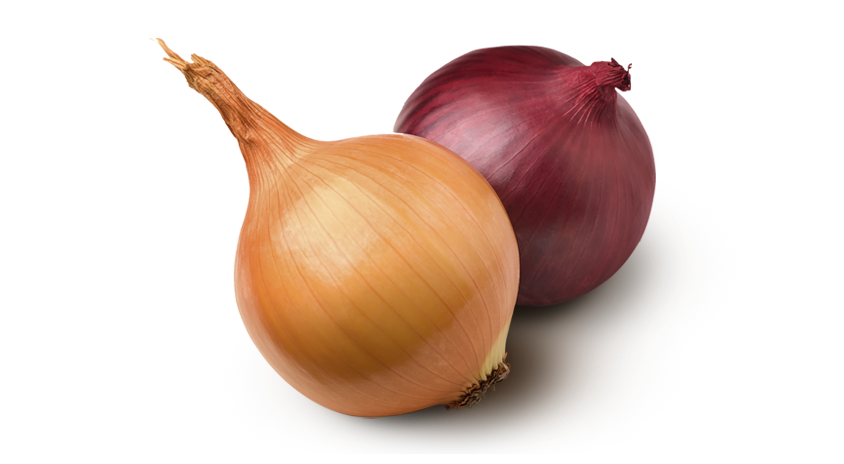 yellow & red onions.
