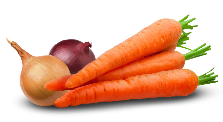 Corn, potato, onion, beets, carrot along with Nature's Finest Produce logo.